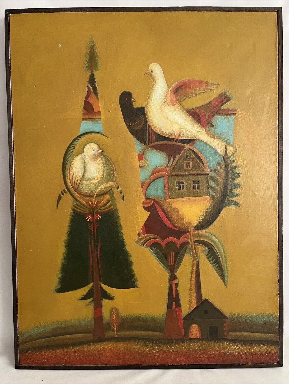 Valery Bashenin Russian Original Oil Painting Symbolic Birds Nature Archetypal